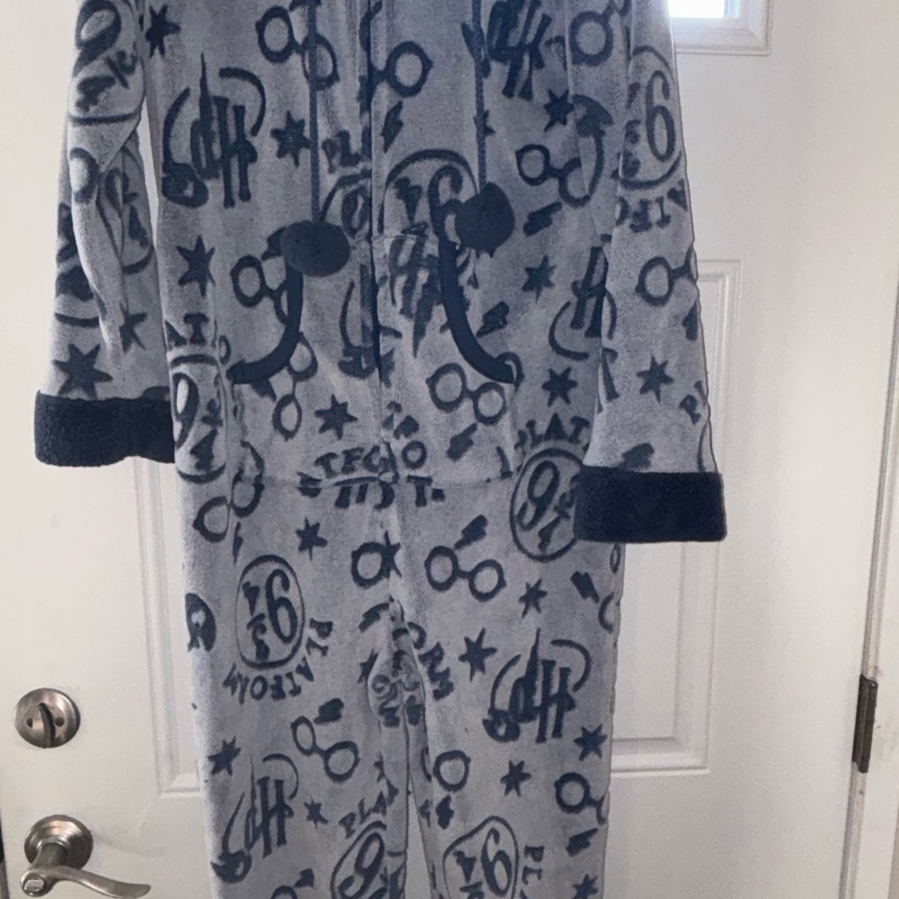 Harry Potter Ladies' one-piece hooded fleece pajama union suit. Large